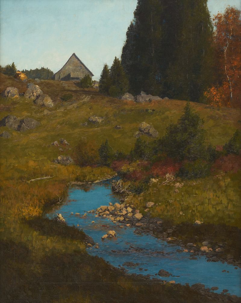 Landscape oil painting of Zastler Hut in the Black Forest by Ludwig Zorn