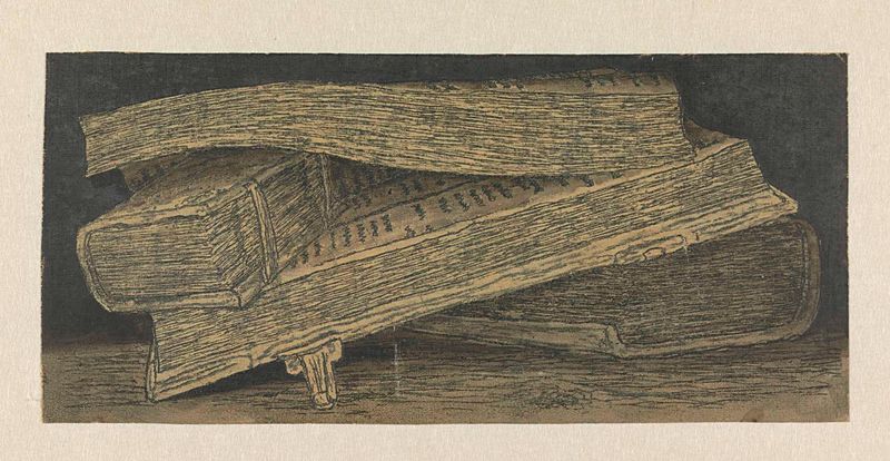Gravura de Hercules Segers mostrando uma pilha de livros