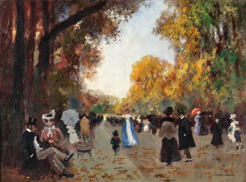 Promenade in the Tiergarten in Berlin, óleo sobre lienzo de Adolf Leonhard Müller-Cassel