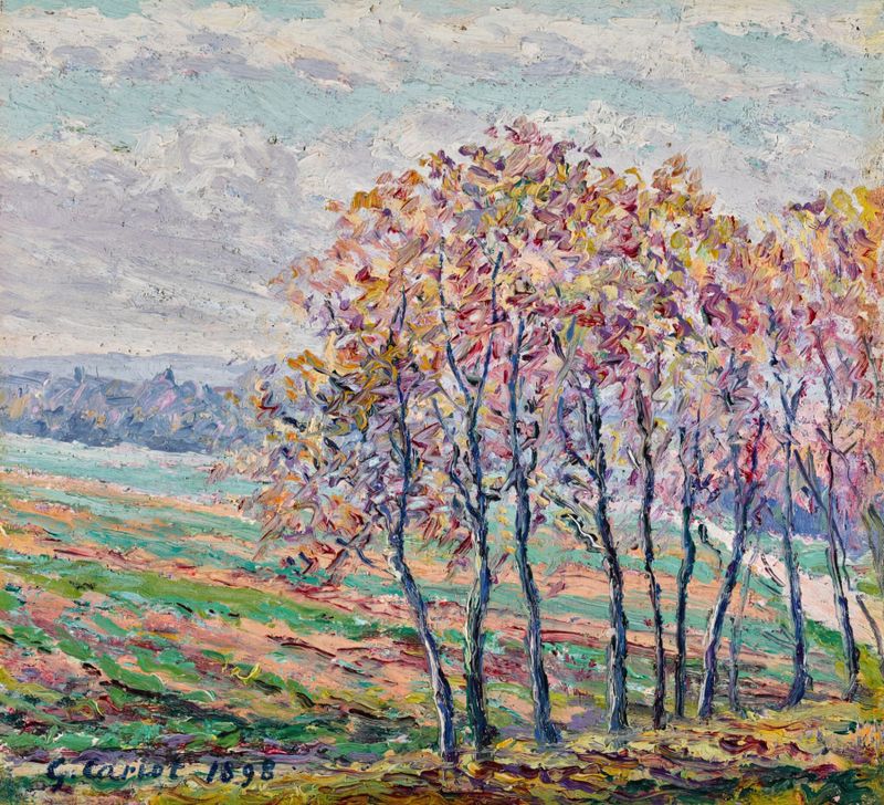 Paisagem de Pós-Impressionismo de Gustave Cariot, pintura a óleo