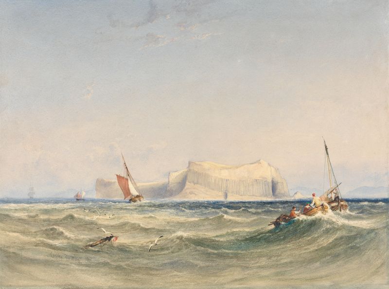 Marine scene with boats on shimmering waters by Copley Fielding, oil painting
