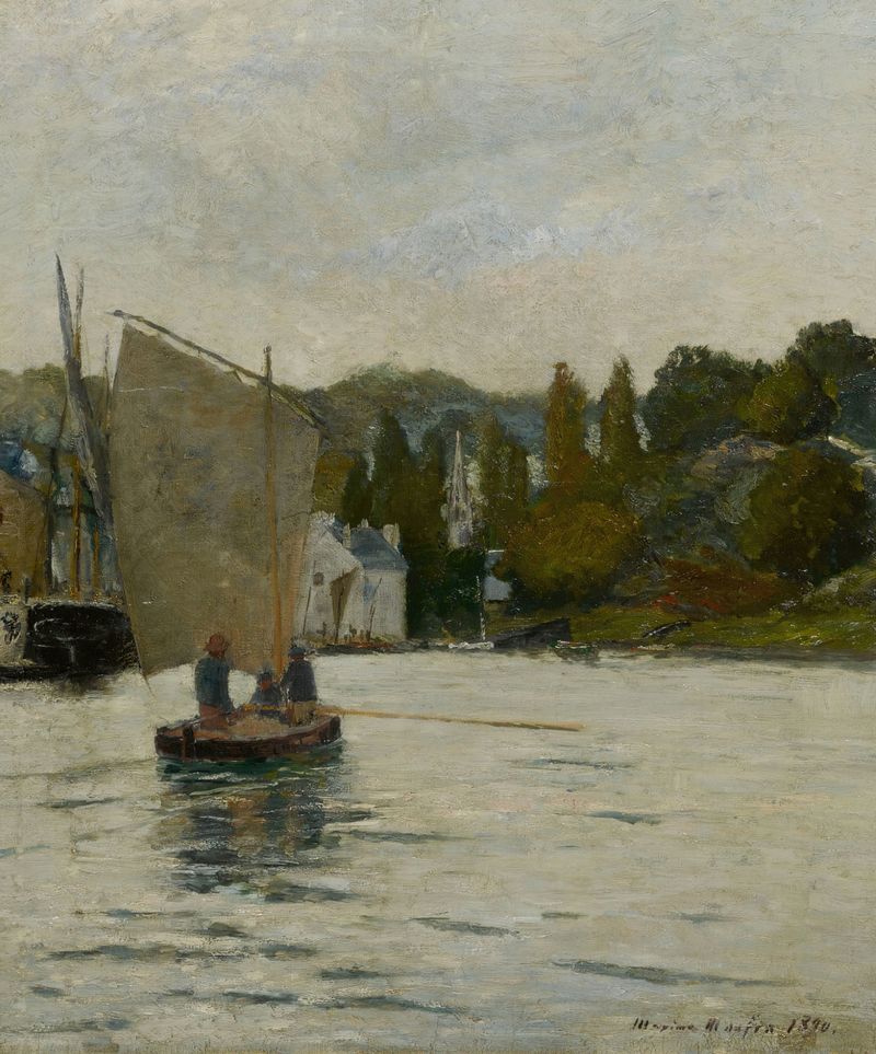 Cena marinha com pescadores voltando do mar, óleo sobre tela de Maxime Maufra
