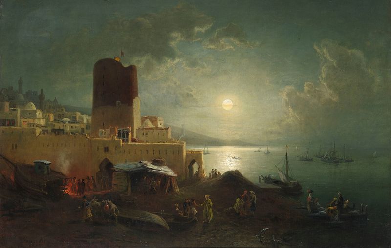 Der Jungfrauenturm in Baku, oil on canvas by Paul von Franken