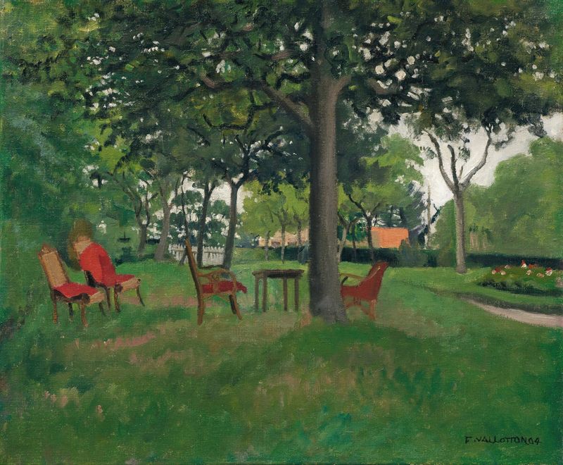 Cena interior com poltronas e luz do sol, óleo sobre tela de Félix Vallotton
