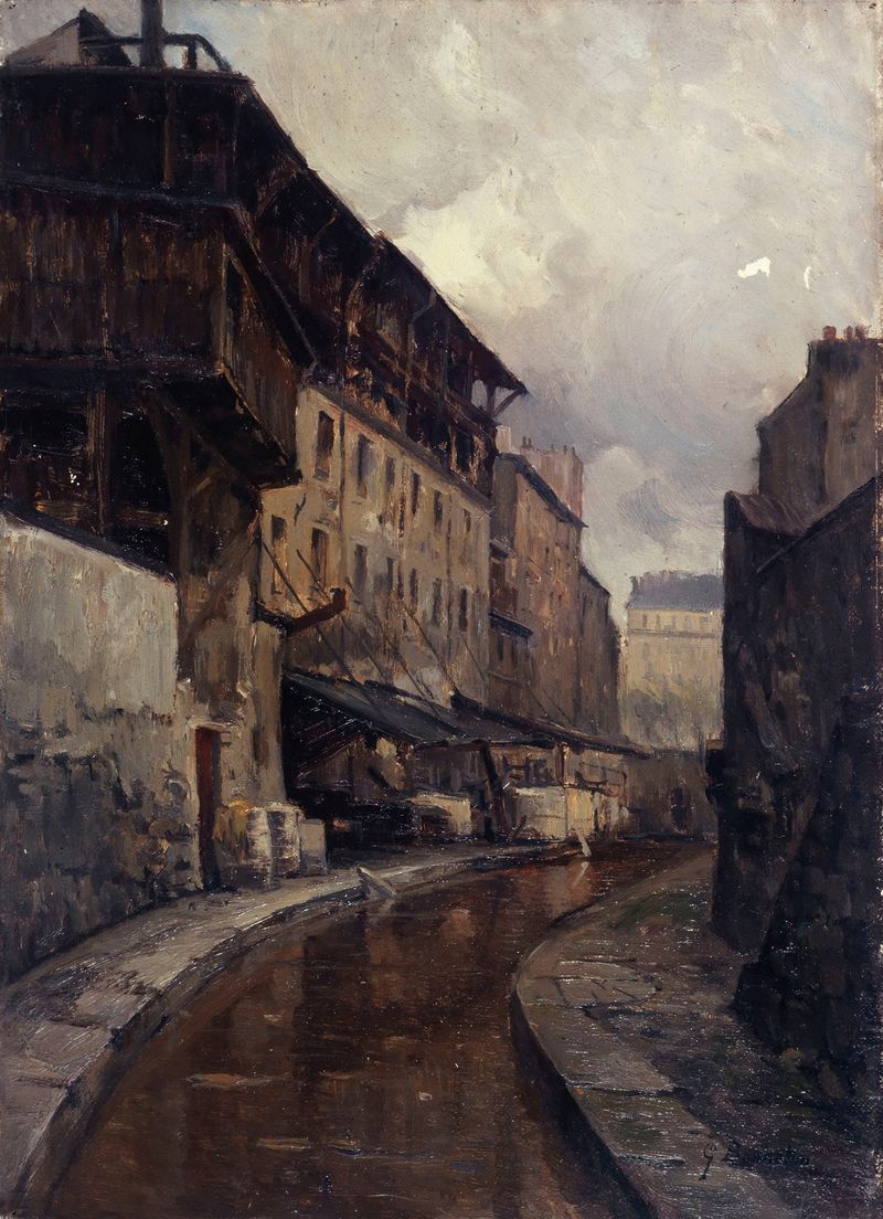 Landscape of La Bièvre river, oil on canvas by Germain Eugène Bonneton
