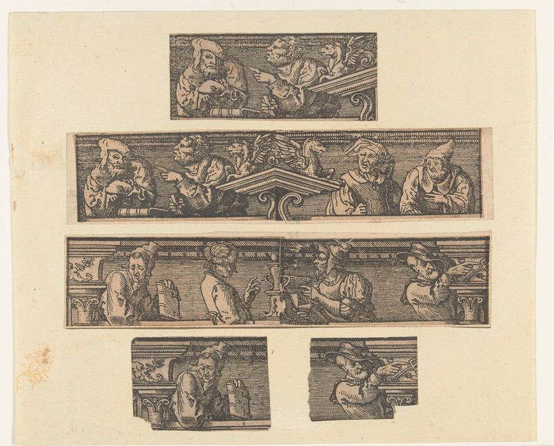 Lijstwerk met profeten de Lucas van Leyden, medio papel, dos profetas en ricos ropajes.
