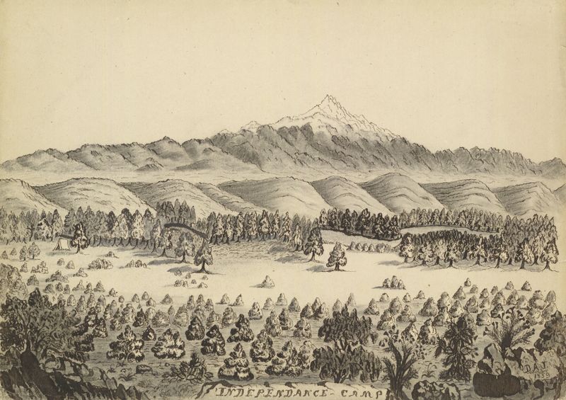 Independence Camp de Daniel A. Jenks, representando la juventud en la naturaleza, pintura al óleo