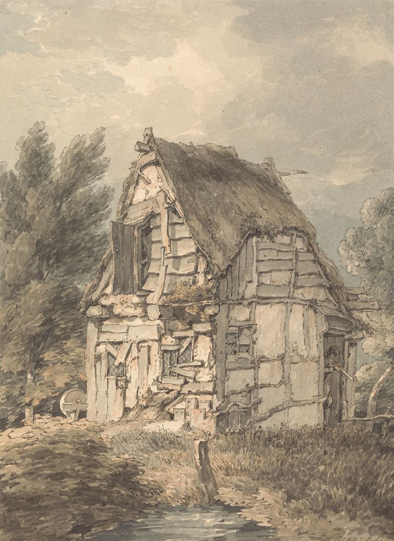 Half Timbered and Thatched Shack, acuarela sobre papel de Thomas Hearne