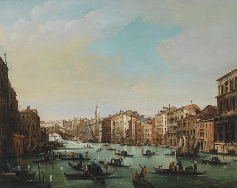 Venedig Canal Grande mit Ponte Rialto by Giuseppe Bernardino Bison, oil painting