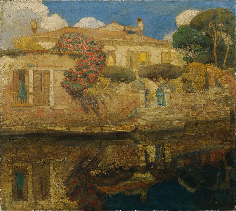 Das Haus des Malers by Vettore Zanetti-Zilla, impressionism, depicting gentle light on architecture.