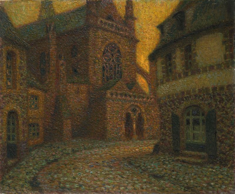 L’Église, Tréguier by Henri Le Sidaner, oil painting depicting a church in soft light