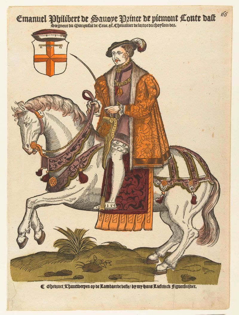 Portrait of Emanuel Philibert on horseback, oil painting by Hans Liefrinck.