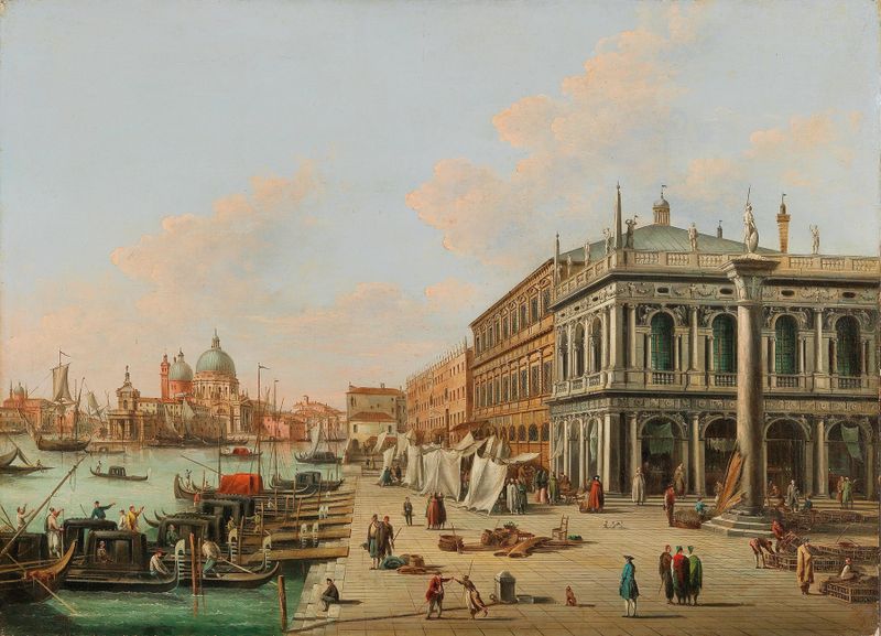Oil painting by Giuseppe Bernardino Bison depicting Biblioteca Marciana in Venice