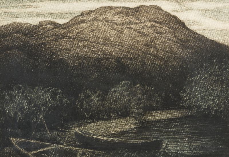 Lake Shore in Bohuslän by Karl Nordström, oil on canvas depicting a tranquil lakeside scene