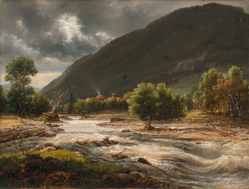 View Of The Mårelv Near Tinn, óleo sobre lienzo de Johan Christian Dahl