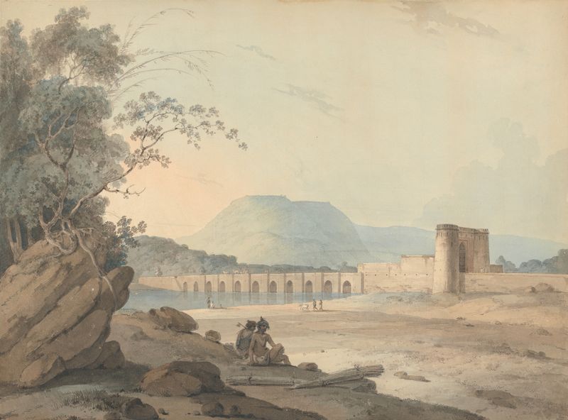 Landscape of hills and sky in oil on canvas by Samuel Davis