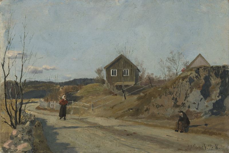 Landscape with muted twilight sky, oil on canvas by Edvard Munch