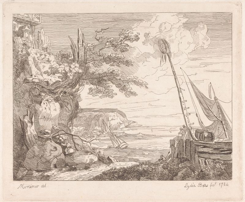 Coastal scene with crashing waves, oil painting by John Hamilton Mortimer