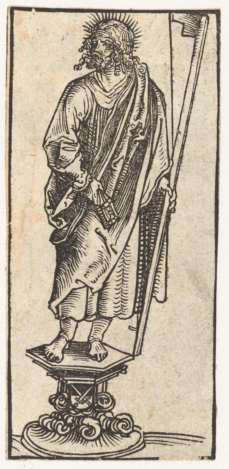 Obra em papel de Lucas Cranach retratando São Tiago Menor em contemplação