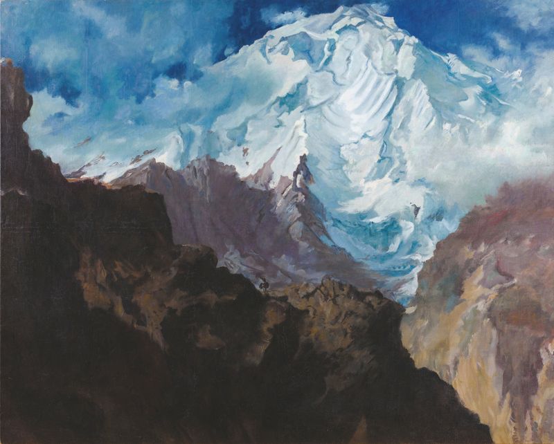 Landscape of Mount Rakaposhi by Alexandre Jacovleff, oil painting