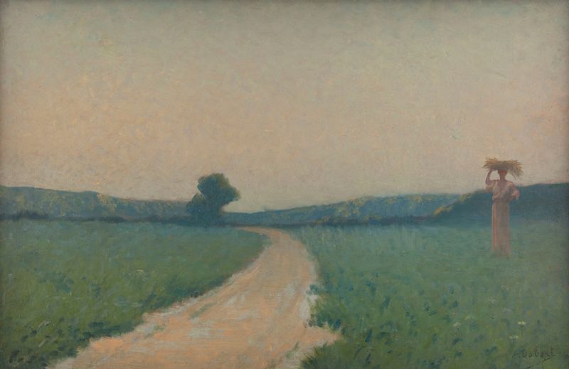 Paisagem mostrando a luz da manhã sobre campos, de Alphonse Osbert