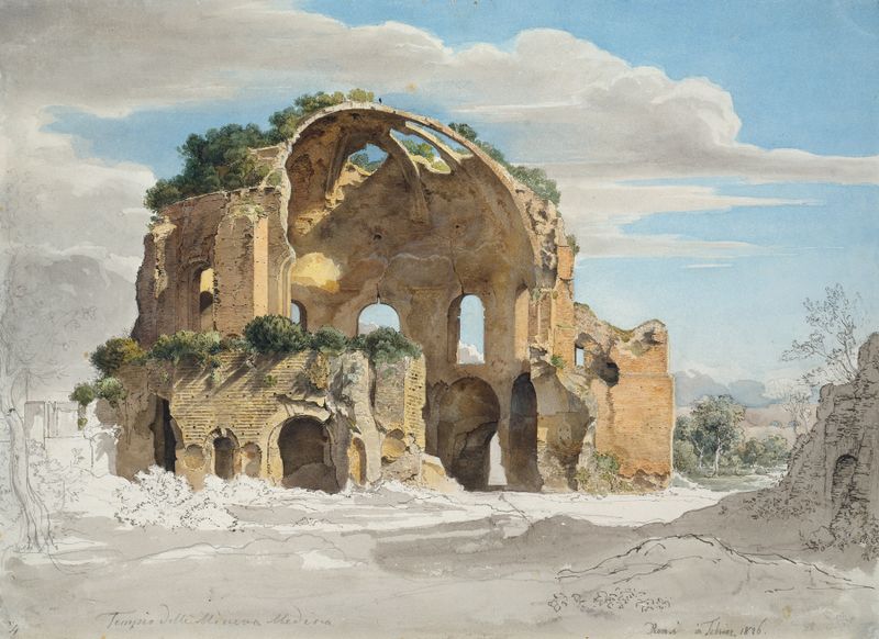 Architecture of Tempel der Minerva Medica in Rom by Ernst Fries, oil painting