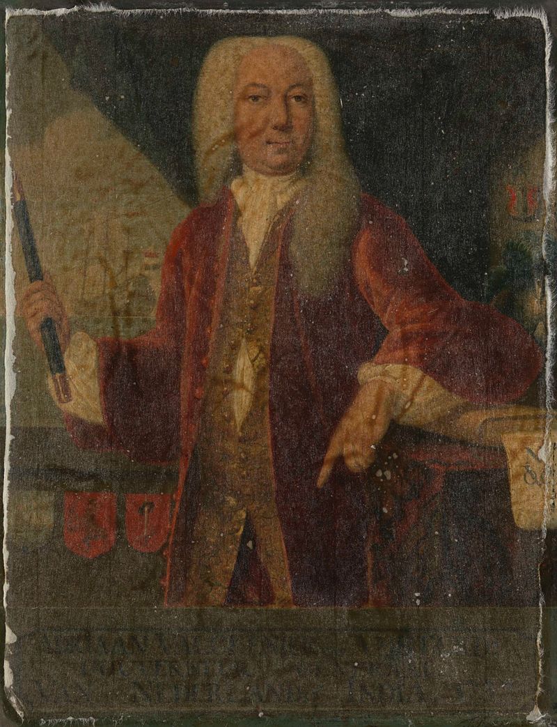 Retrato de Adriaan Valckenier, governador, metal de Theodorus Justinus Rheen