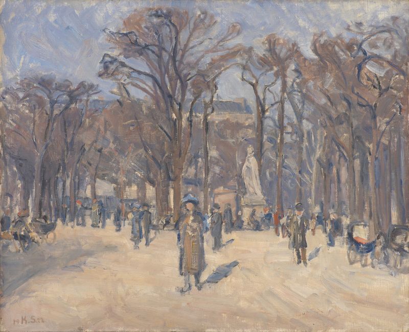 March Day in Le Jardin du Luxembourg, Paris, oil on canvas by Karl Schou