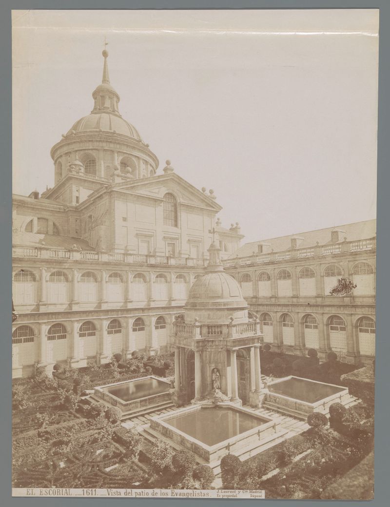 Albumen print by Juan Laurent showing a garden with light filtering through foliage