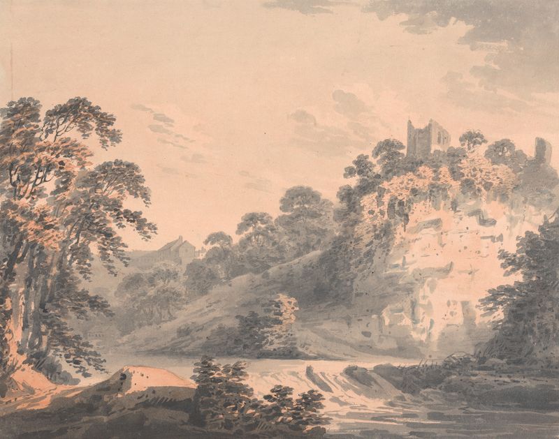 Knaresborough Castle, Yorkshire, watercolor on paper by William Gilpin