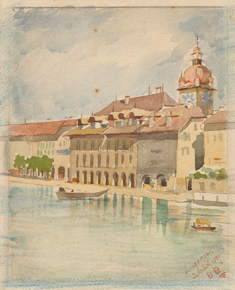 Rathaus de Bertha Bucher, modernismo, arquitectura, pintura al óleo, luz dorada