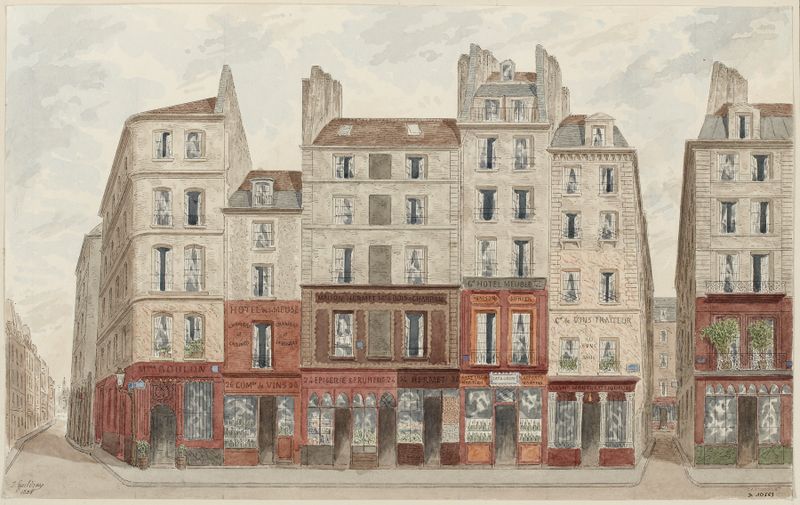 Cityscape of Rue Galande by Jules Gaildrau, realism medium