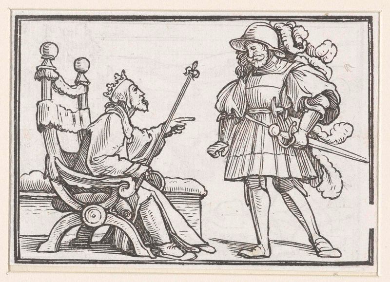 David stuurt Uria weg, papel de Hans Holbein (II), representando a David enfrentando a Urías.