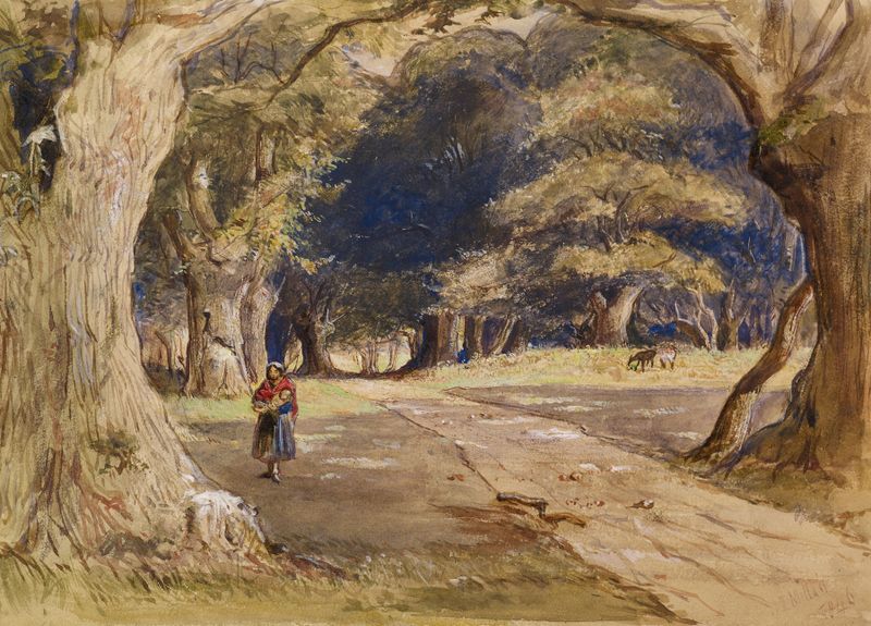 Portrait of a young woman in a flowing dress by Sir John Everett Millais, oil painting