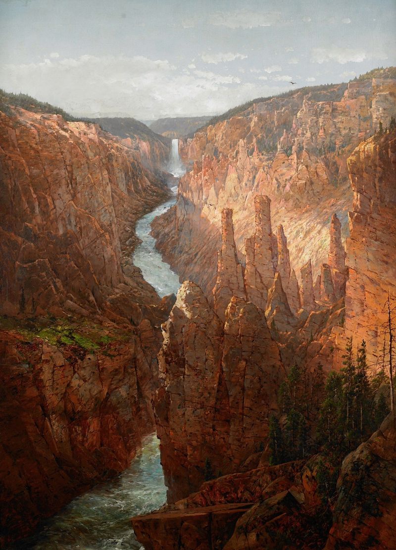 Landscape featuring Grand Canyon and Yellowstone River by William Louis Sonntag, oil painting
