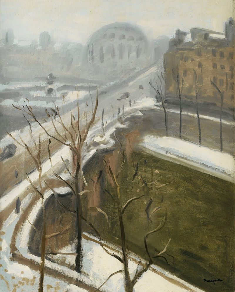 Paisaje invernal con Pont Neuf, óleo sobre lienzo de Albert Marquet
