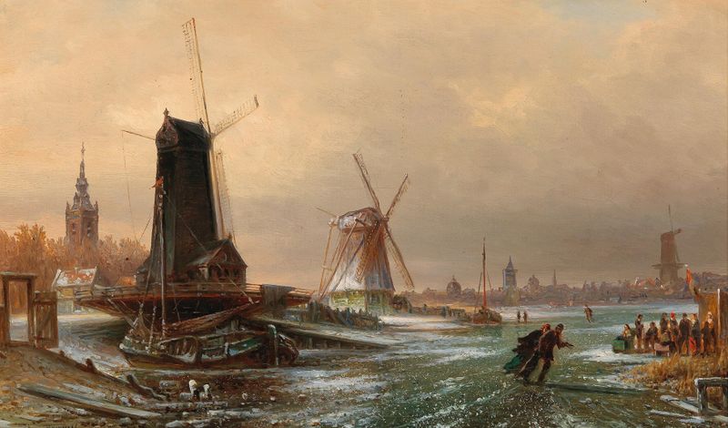 Dutch Sawmill, Water Mill and Flour Mill by Elias Pieter van Bommel, oil painting