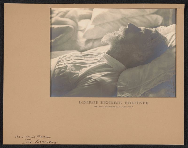 Retrato de George Hendrik Breitner en su lecho de muerte, impresión en gelatina plateada de Joop Siedenburg