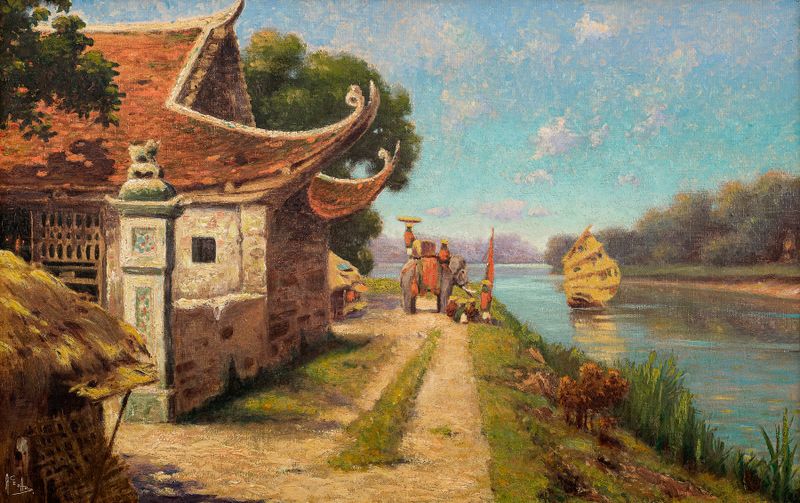 Paisagem tropical em óleo de Albert Cézard
