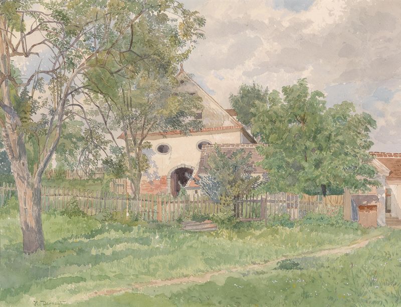 Escena de paisaje con colores vibrantes y luz de Hugo Darnaut, pintura al óleo