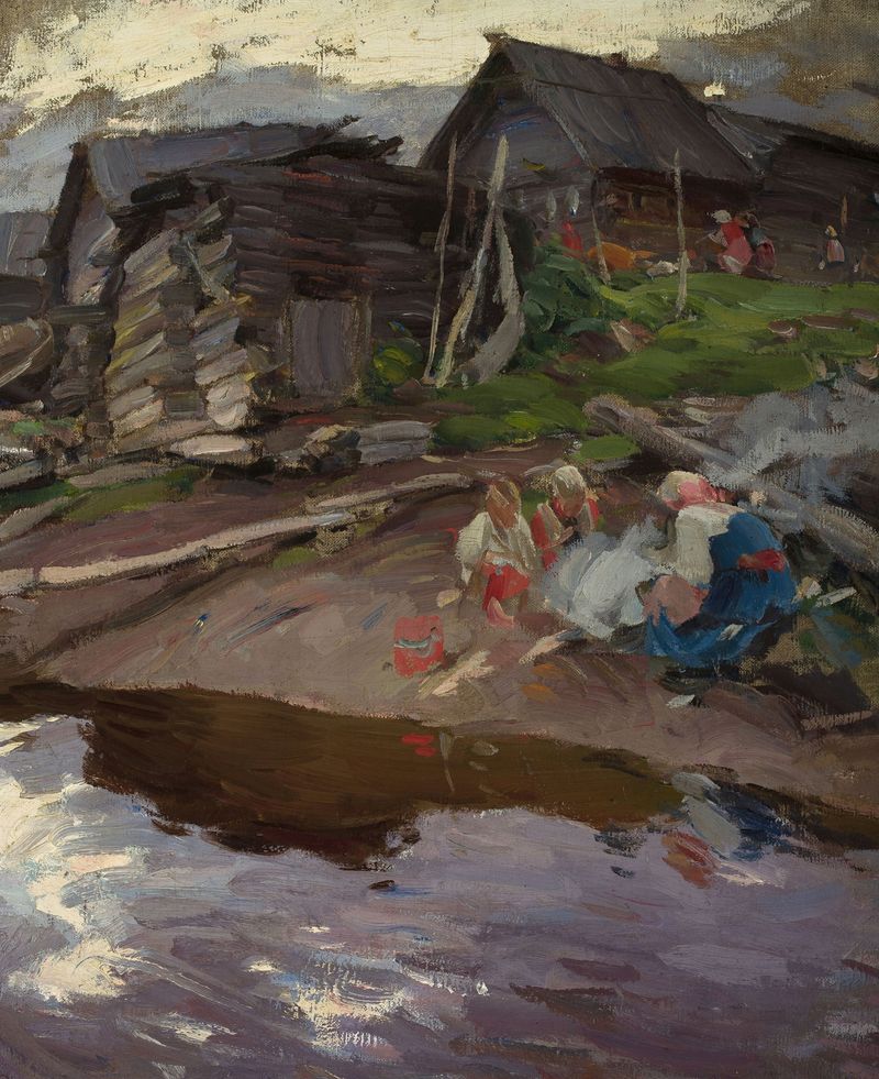 Twilight landscape with warm and cool tones, oil painting by Abram Efimovich Arkhipov