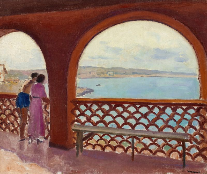 Cena marinha com ondas e luz do sol de Albert Marquet, pintura a óleo