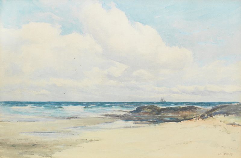 Escena marina de Moray Firth en Lossiemouth de David West, medio desconocido