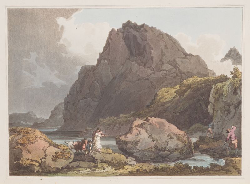 Llyn Ogween de Philip James de Loutherbourg, óleo sobre tela mostrando um lago tranquilo e montanhas enevoadas.