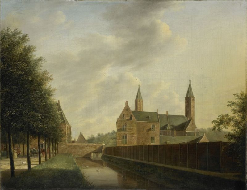 Heemstede Manor by Johannes Janson, oil painting depicting a grand manor with columns.