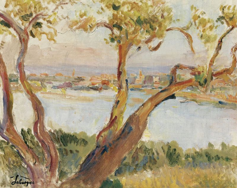 Paisagem de Vue D’antibes por Henri Lebasque, pintura a óleo