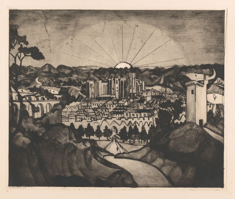 Landscape of Avignon by Lodewijk Schelfhout, oil on canvas