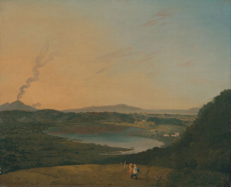Lago d’Agnano landscape with Vesuvius, oil on canvas by Richard Wilson