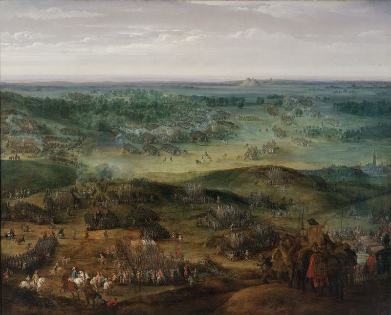 Historical battle scene with soldiers, oil on canvas by Peter Snayers