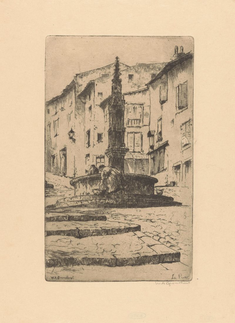 Paisaje de Willem Adrianus Grondhout, Post-Impresionismo, que representa colinas suaves y luz tenue.